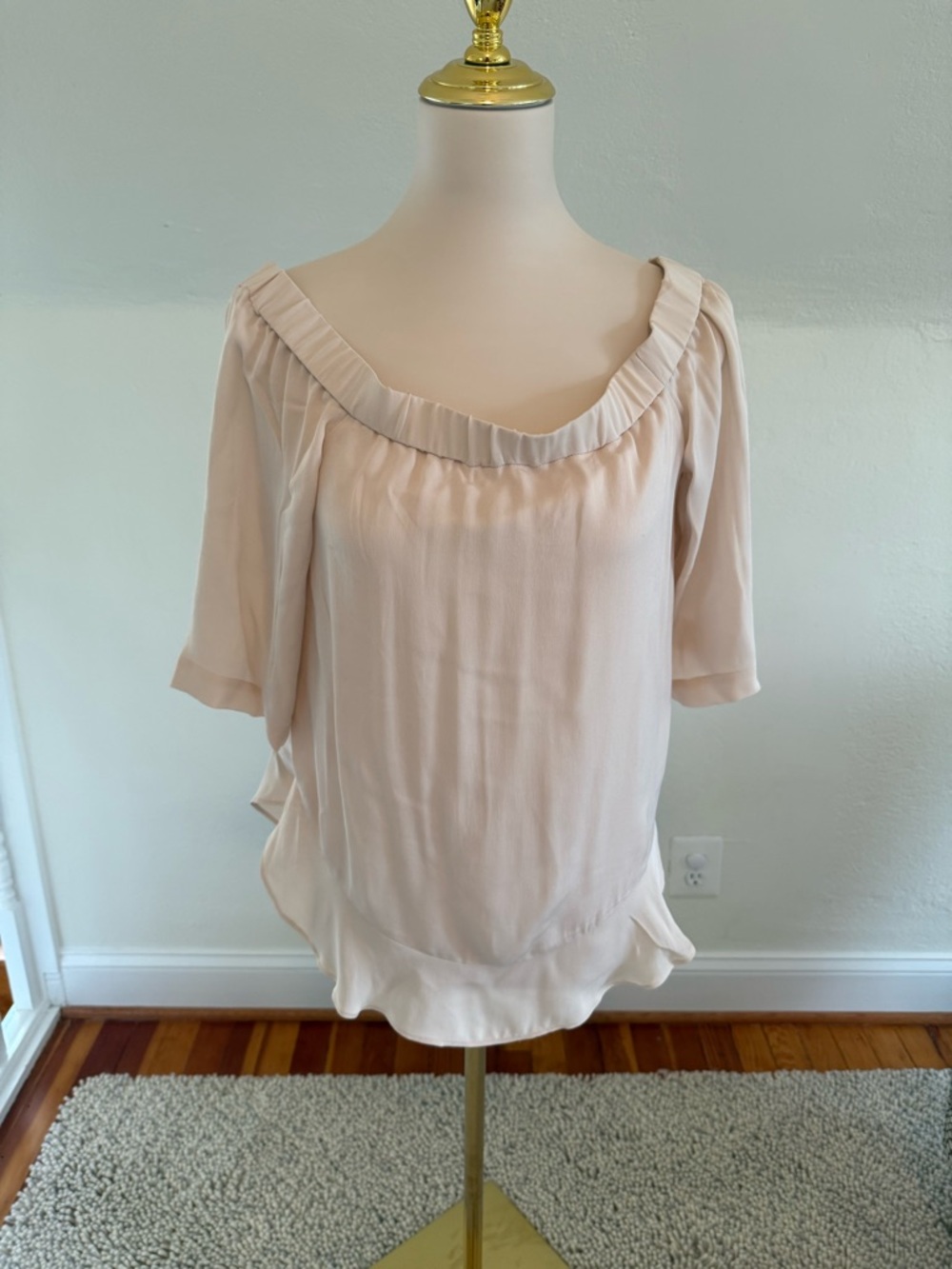 Rebecca Taylor Blush Silk Off the Shoulder  Blouse Size 6 NWT